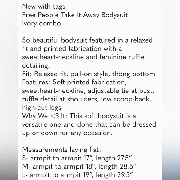 NEW🔥Free People Take It Away Bodysuit - Sleeveless Ivory Combo $68 - Picture 5 of 9